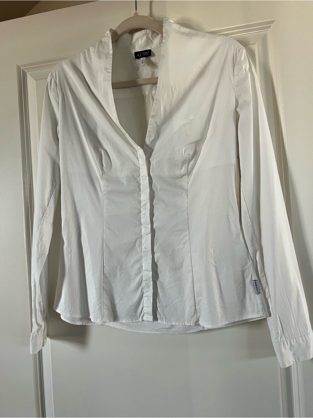 Armani jeans - White Long-Sleeve V-Neck Blouse